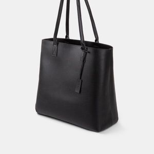 URE - VEGAN LEATHER BUSINESS TOTE BAG FOR 14" LAPTOPS OR TABLET - BLACK